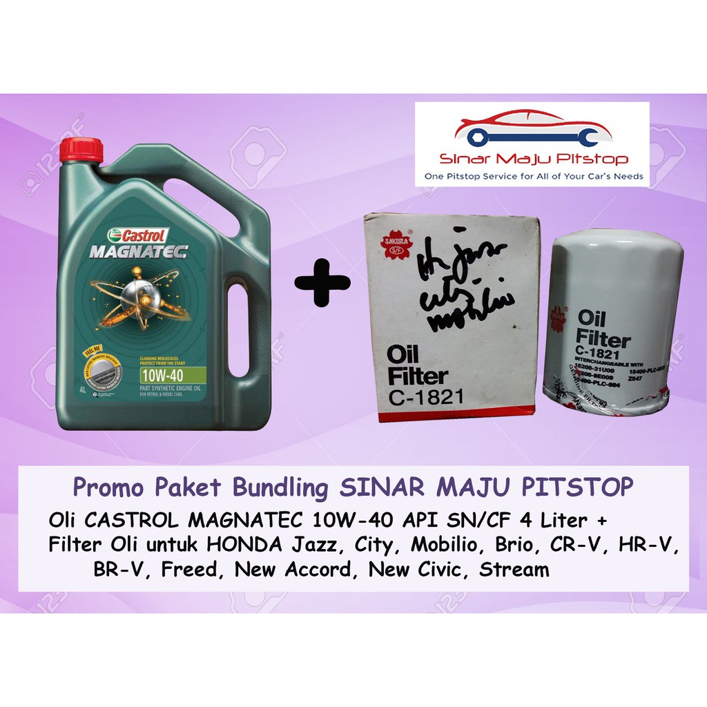 Jual Paket Bundling Oli Mobil Castrol Magnatec 10w 40 Api Sn 4 Liter