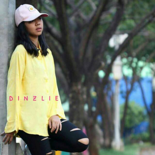 Jual KEMEJA WANITA UK. MINI (FIT S-M) WARNA KUNING SOFT | Shopee Indonesia