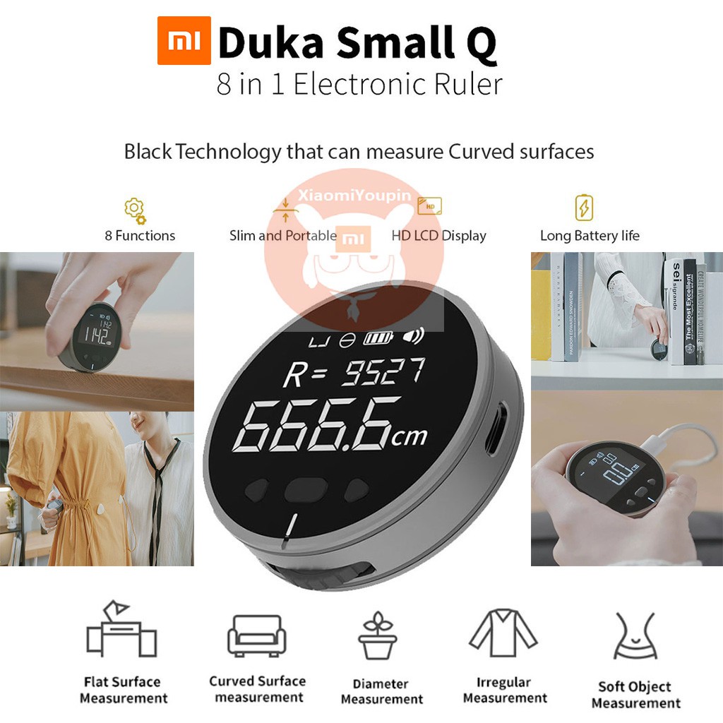 Jual Xiaomi Duka Small Q 8 in 1 HD LCD Display Electronic Ruler Meteran ...