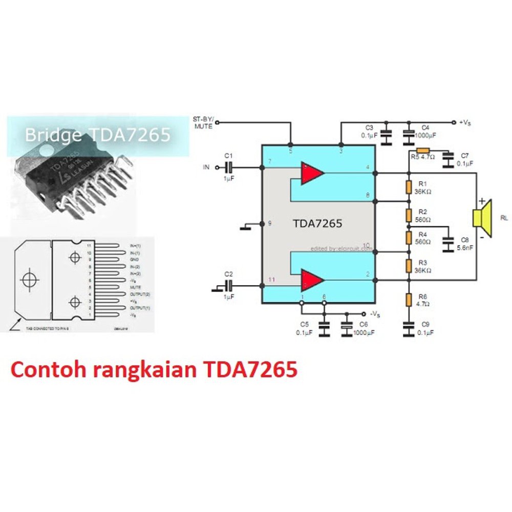 BTL Power Amplifier Circuit Using IC TDA7265 Electronic