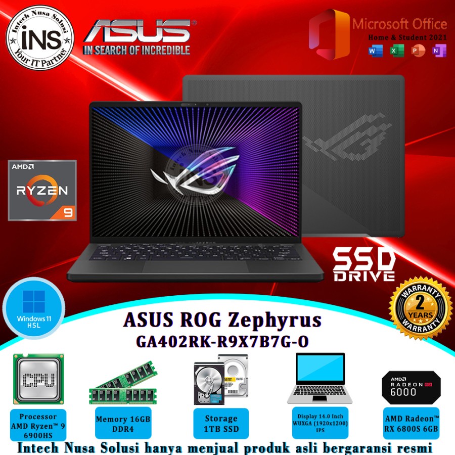 Carte Mère Asus Pour ROG Zephyrus G14 - Ryzen 9 6900HS, 8Go (90NR09U0-R00112)