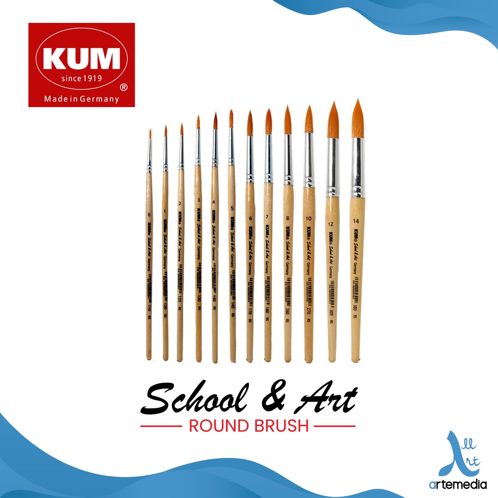 Jual Kum School & Art Round Brush Short Handle – Artist Round Paint ...