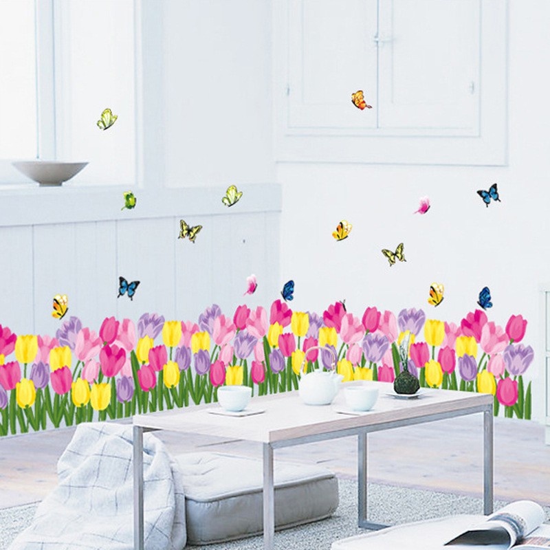 Jual RELIZA WALL STICKER RUMPUT BUNGA PINK TULIP GRASS FLOWER AY7188 ...