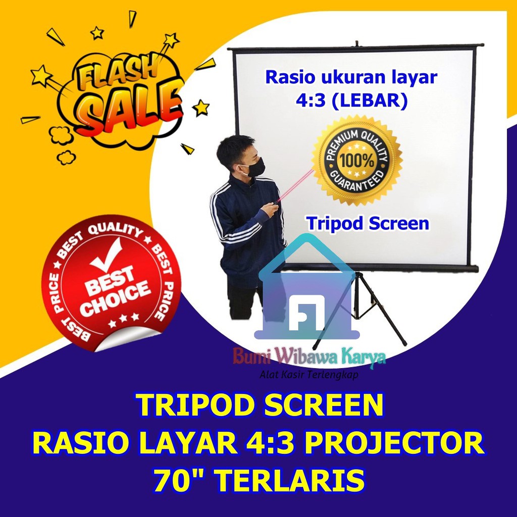 Jual Layar Proyektor Pakai Kaki 70 Screen Projector Tripod 70 Terlaris Buat Bioskop Dirumah 7424