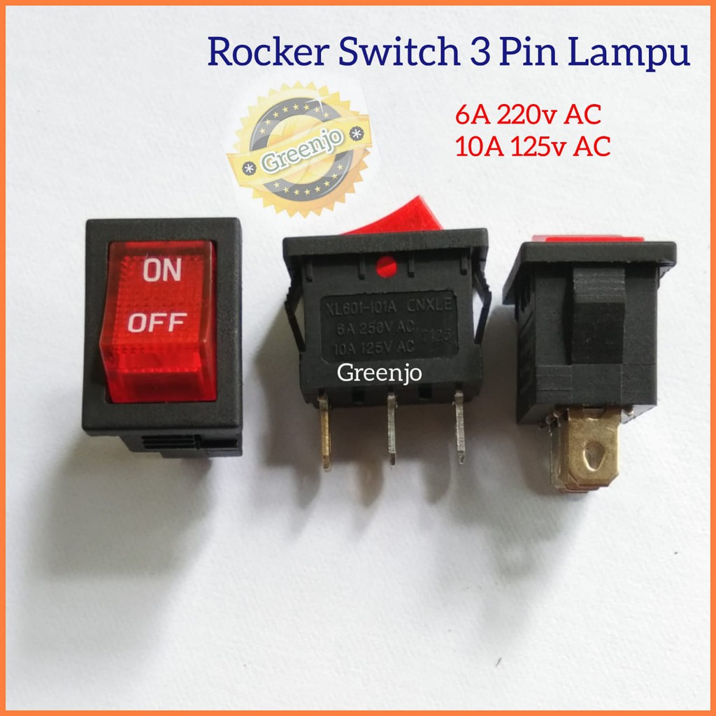 Jual Saklar Rocker Switch ON OFF 3 Pin Kecil + Lampu / Switch Lampu ...