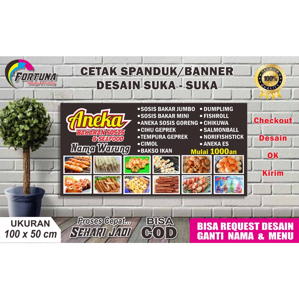 Jual Spanduk Sosis Bakar And Aneka Sate Seafood 100x50 Shopee Indonesia