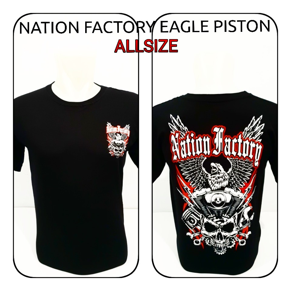 Jual Kaos Distro Racing NATION FACTORY EAGLE PISTON | Shopee Indonesia