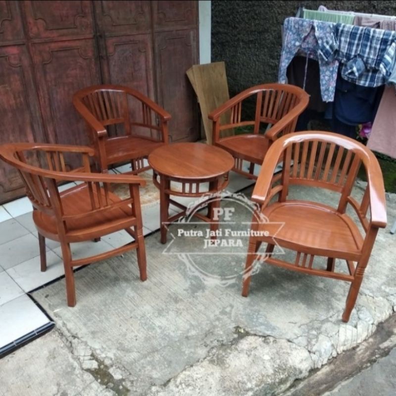 Jual Meja Kursi Tamu Teras Depan Rumah Simpel Kayu Jati Shopee Indonesia