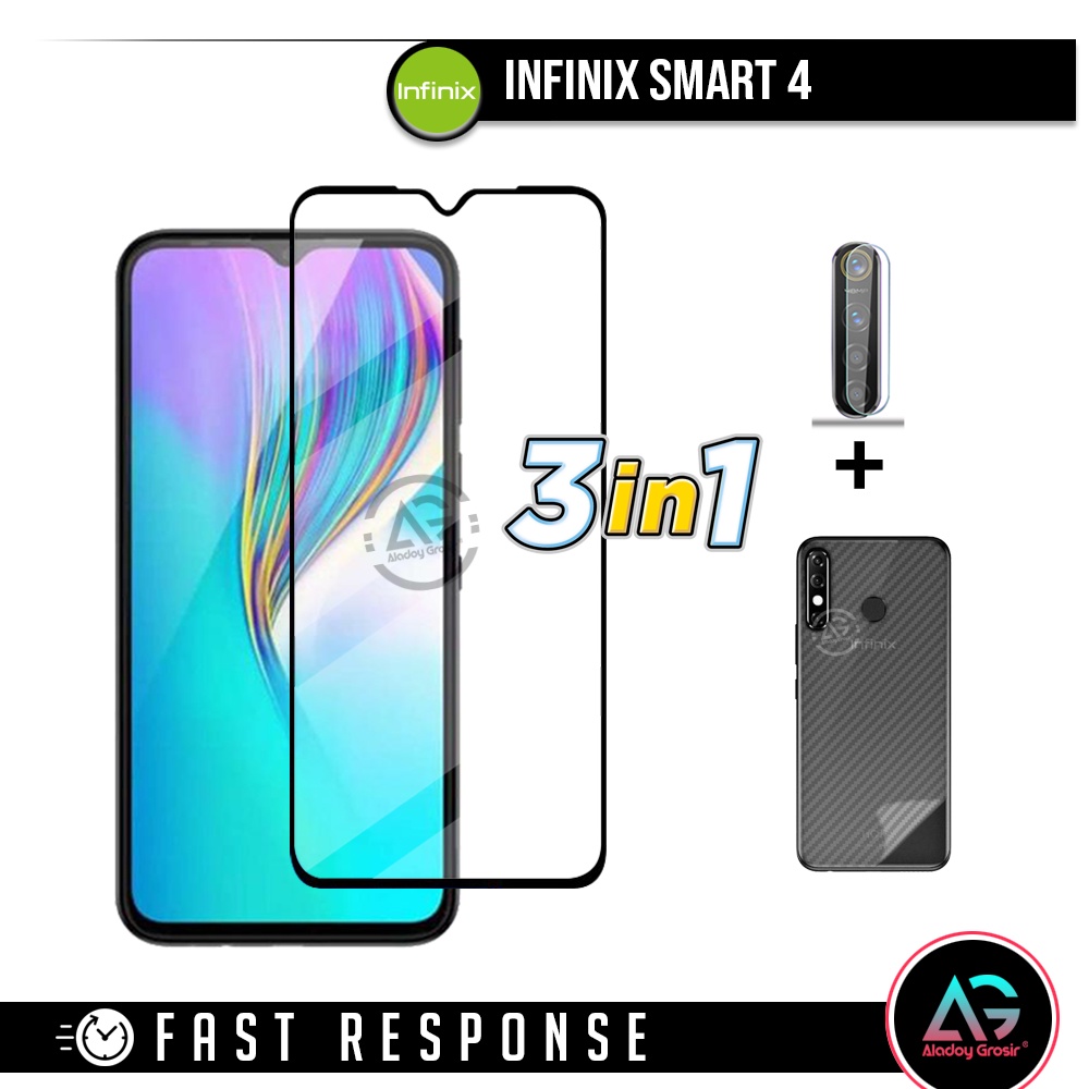 Jual Paket 3in1 Tempered Glass Infinix Smart 4 Tempered Glass Layar Free Tempered Glass Camera 9202