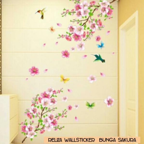 Jual Vzg Reliza Wall Sticker Stiker Dinding Ranting Bunga Sakura Pink Hiasan Dinding Ay