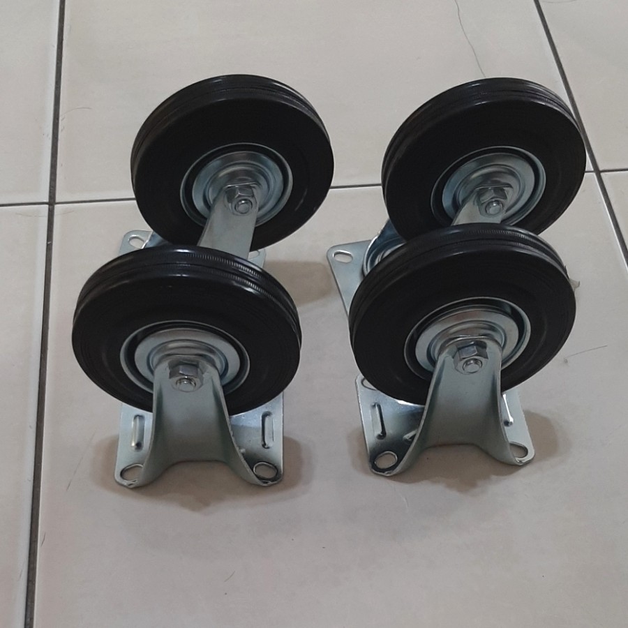 Jual roda karet 5 inch 1set/4pcs (2mati 2putar) | Shopee Indonesia