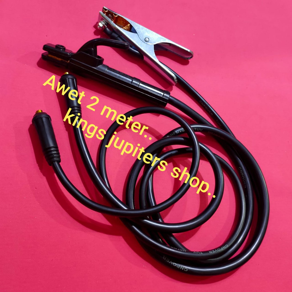 Jual AWET SET TANGLAS 200 A STANG MASSA KABEL TANG LAS KONEKTOR LAS 25MM JEPITAN LAS TANG 200A