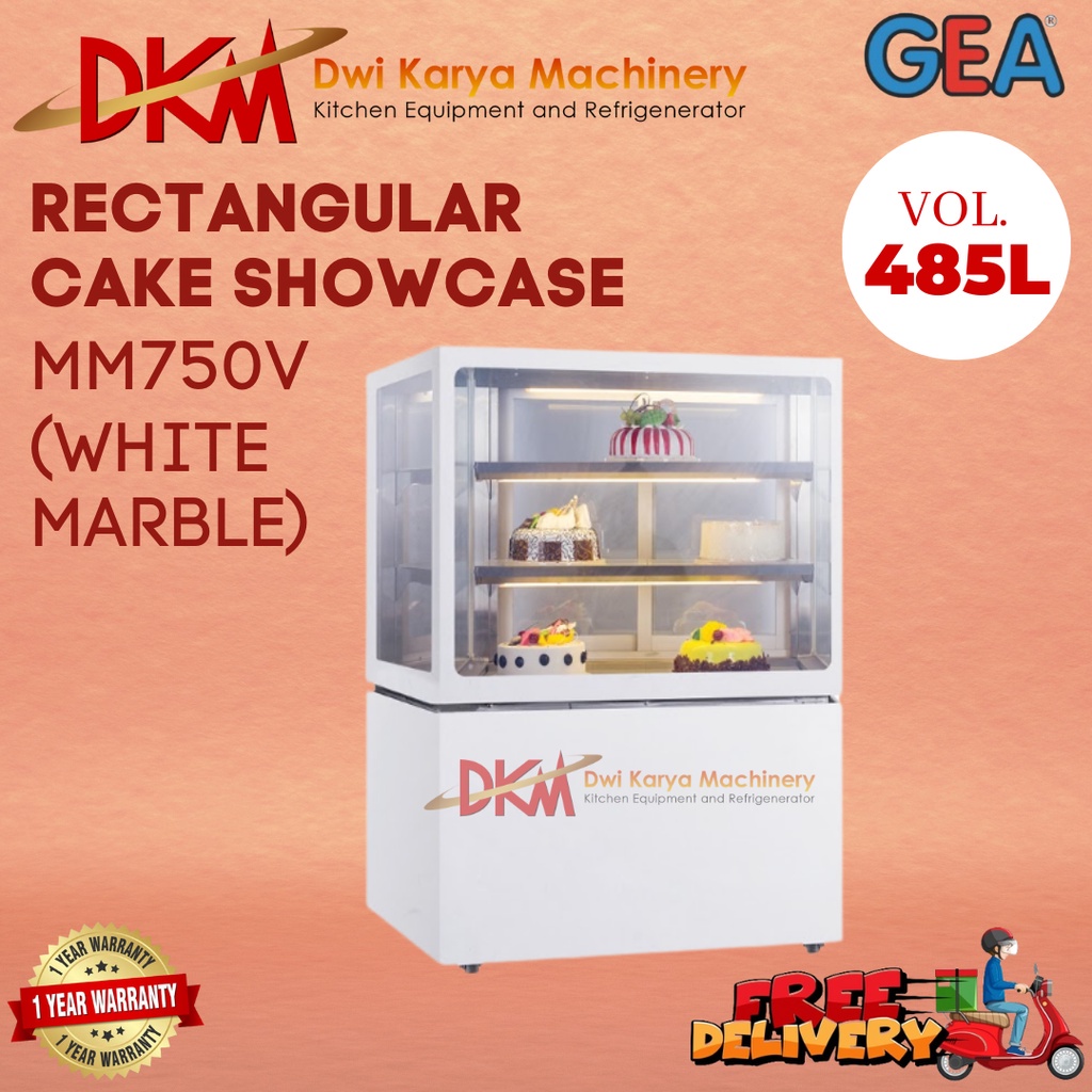 Jual RECTANGULAR CAKE SHOWCASE WHITE GEA MM750V | Shopee Indonesia