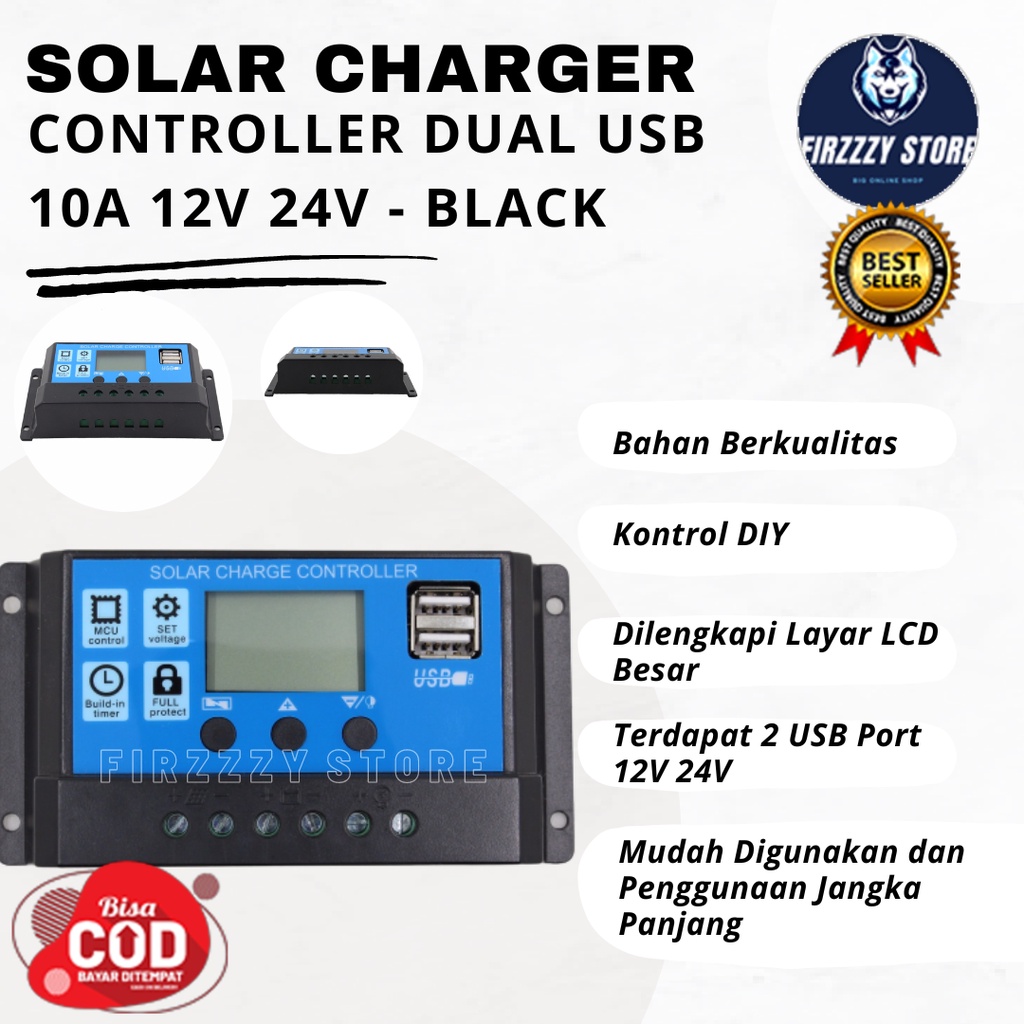 Jual Taffware Solar Charger Controller Dual USB 10A 12V 24V | Shopee ...