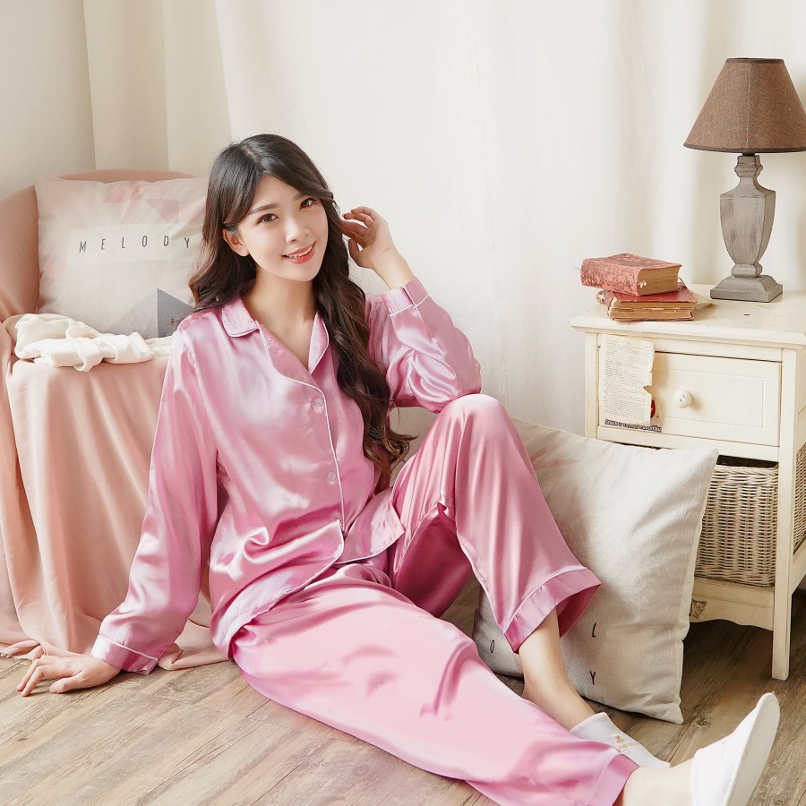 Jual Baju Tidur Piyama Satin Lengan Panjang Piyama Satin Lengan Panjang