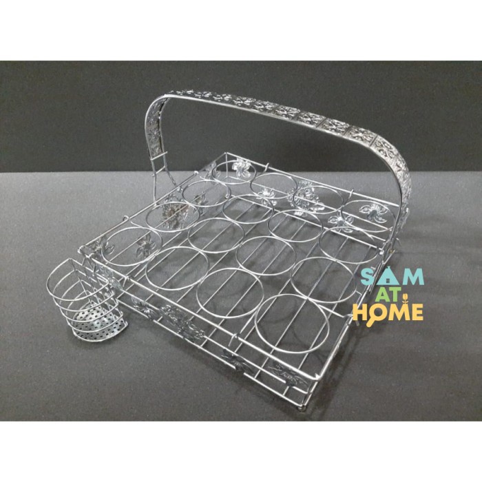 Jual Rak Aqua Gelas Keranjang Tempat Rak Air Mineral 16 Aqua Gelas Stainless Steel Shopee 5446