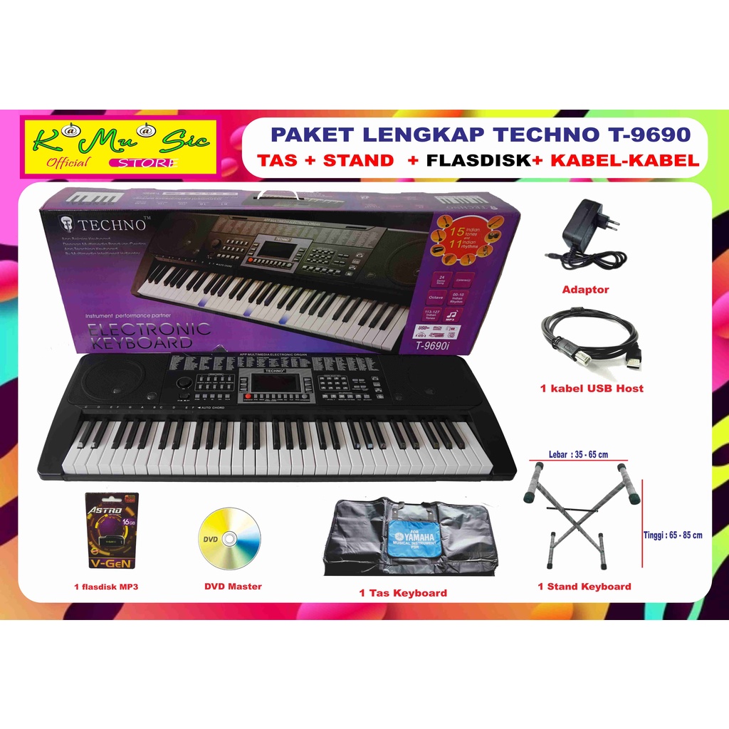 Jual Paket Fullset Keyboard T 9690 USB MP3 T 9690 internal style Dut ...