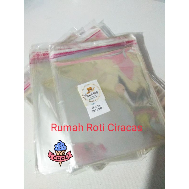 Jual PLASTIK OPP ROTI BENING LEM PEREKAT PUTIH POLOS | Shopee Indonesia