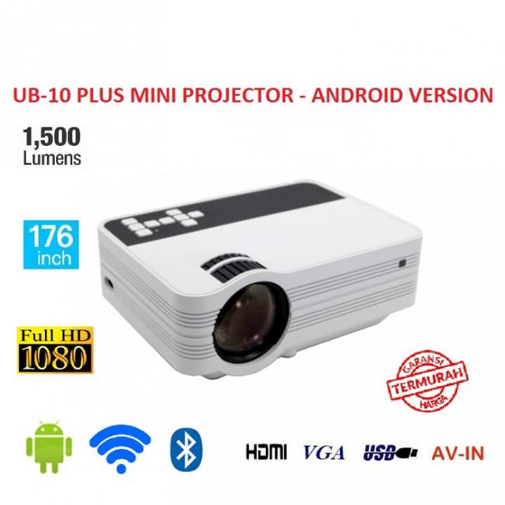 Jual TOP3490 UB-10 Plus Mini LCD Projector Android 1500 Lumens - WiFi ...