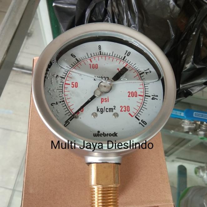 Jual Pressure Gauge Raket 10 Bar 4" Inch Drat 1/2" Inch Wiebrock
