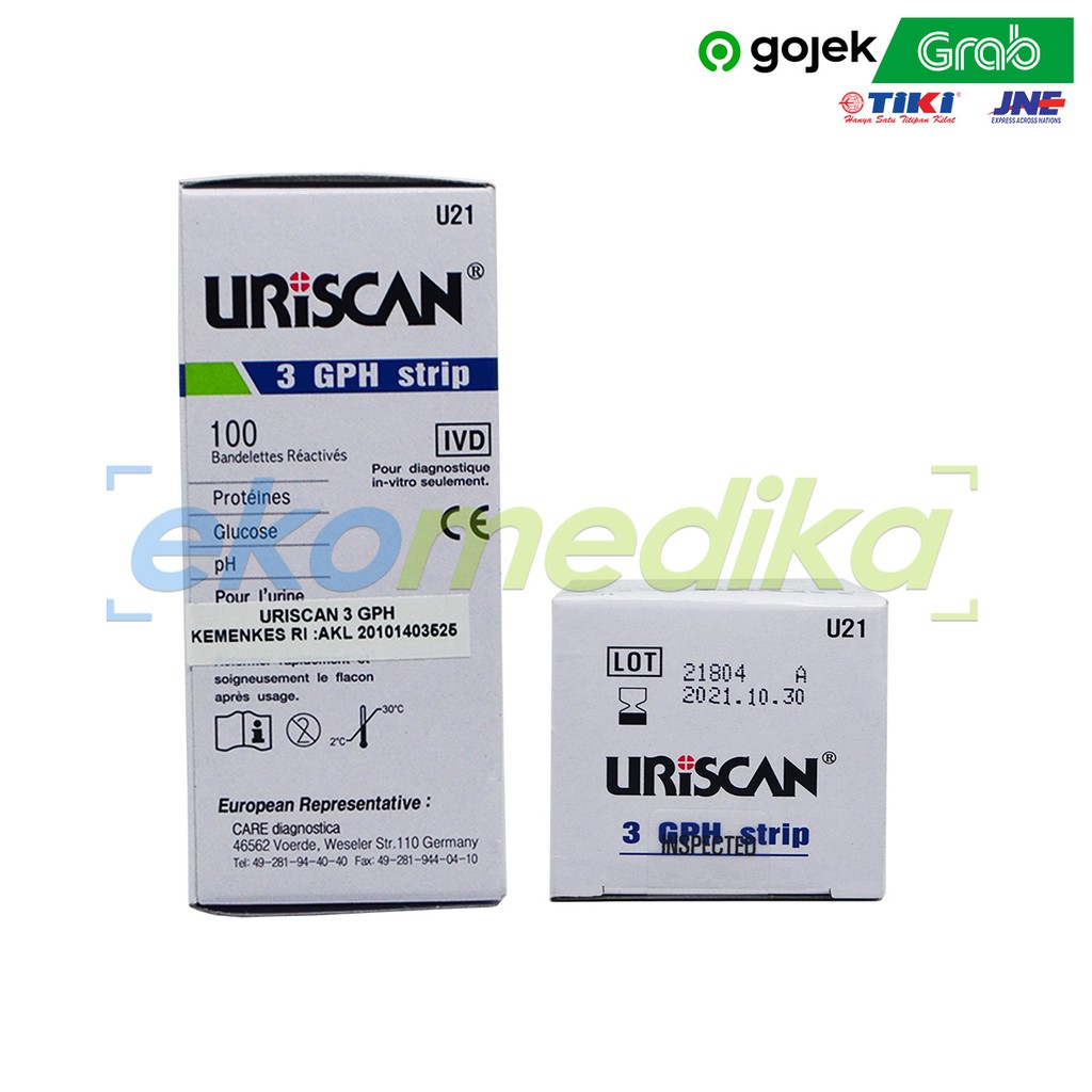 Jual Urine Strip URISCAN 3 Parameter Strip Tes urine 3P (Protein ...