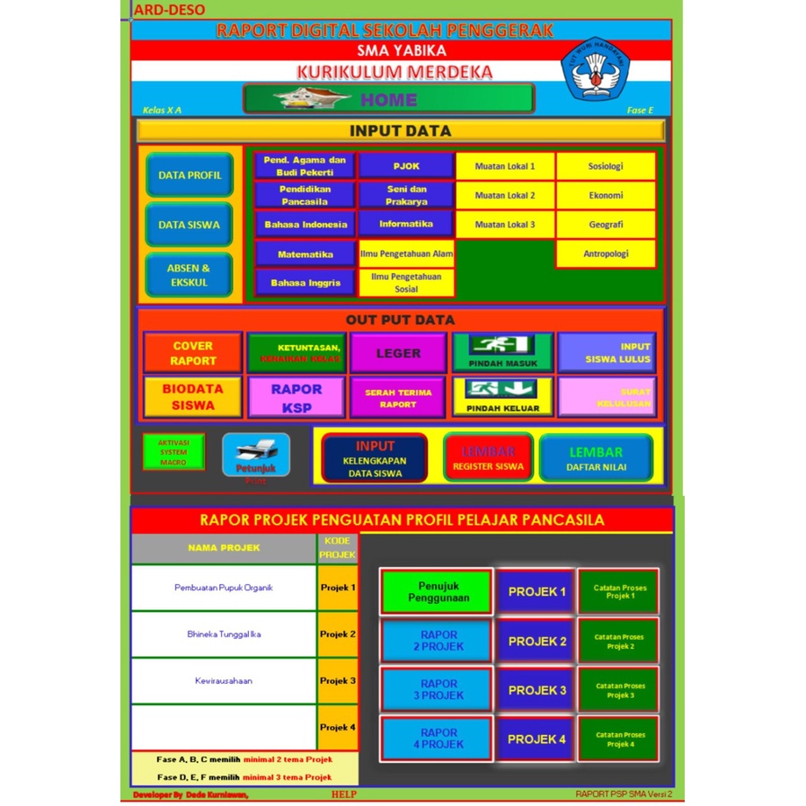 Jual Aplikasi Rapor Kurikulum Merdeka berbasis excel Jenjang SMA ...