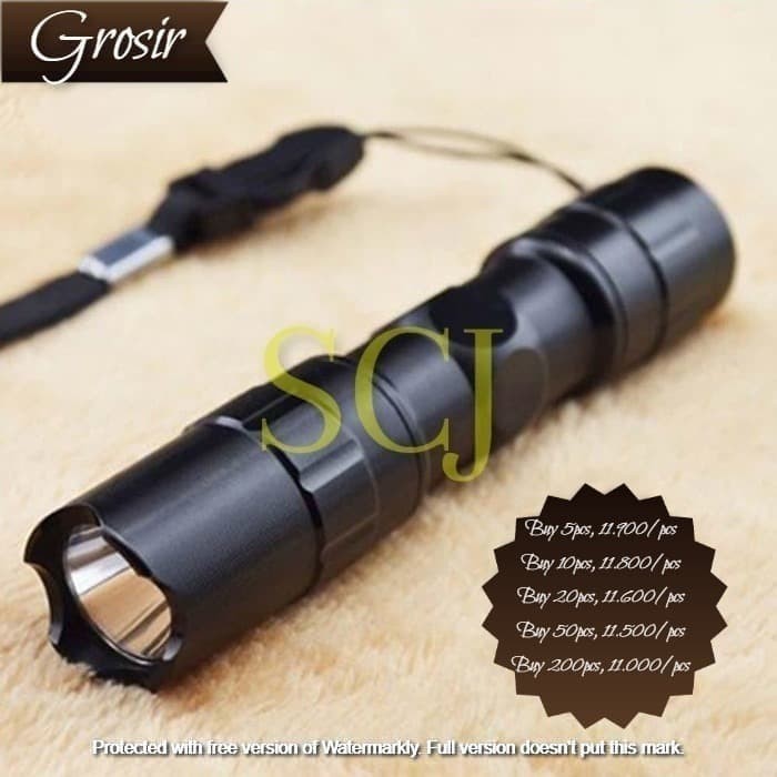 Jual Senter Police mini hitam flashlight LED sinar putih baterai AA box ...