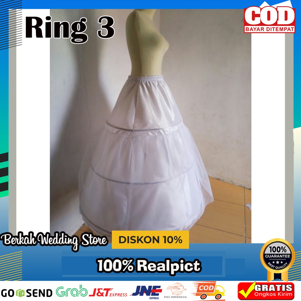 Jual Petticoat/Pertikut/Petikut pengembang gaun Ring 3 plus kain Tile ...