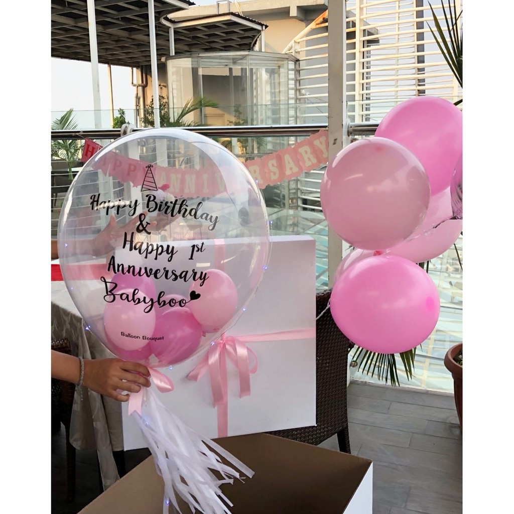 Jual bubble balloon in pink combination | Shopee Indonesia