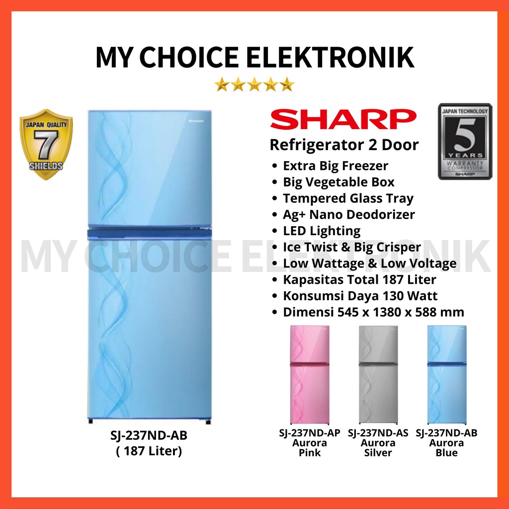 Jual SHARP Kulkas 2 Pintu SJ-237ND (187 L) | Shopee Indonesia