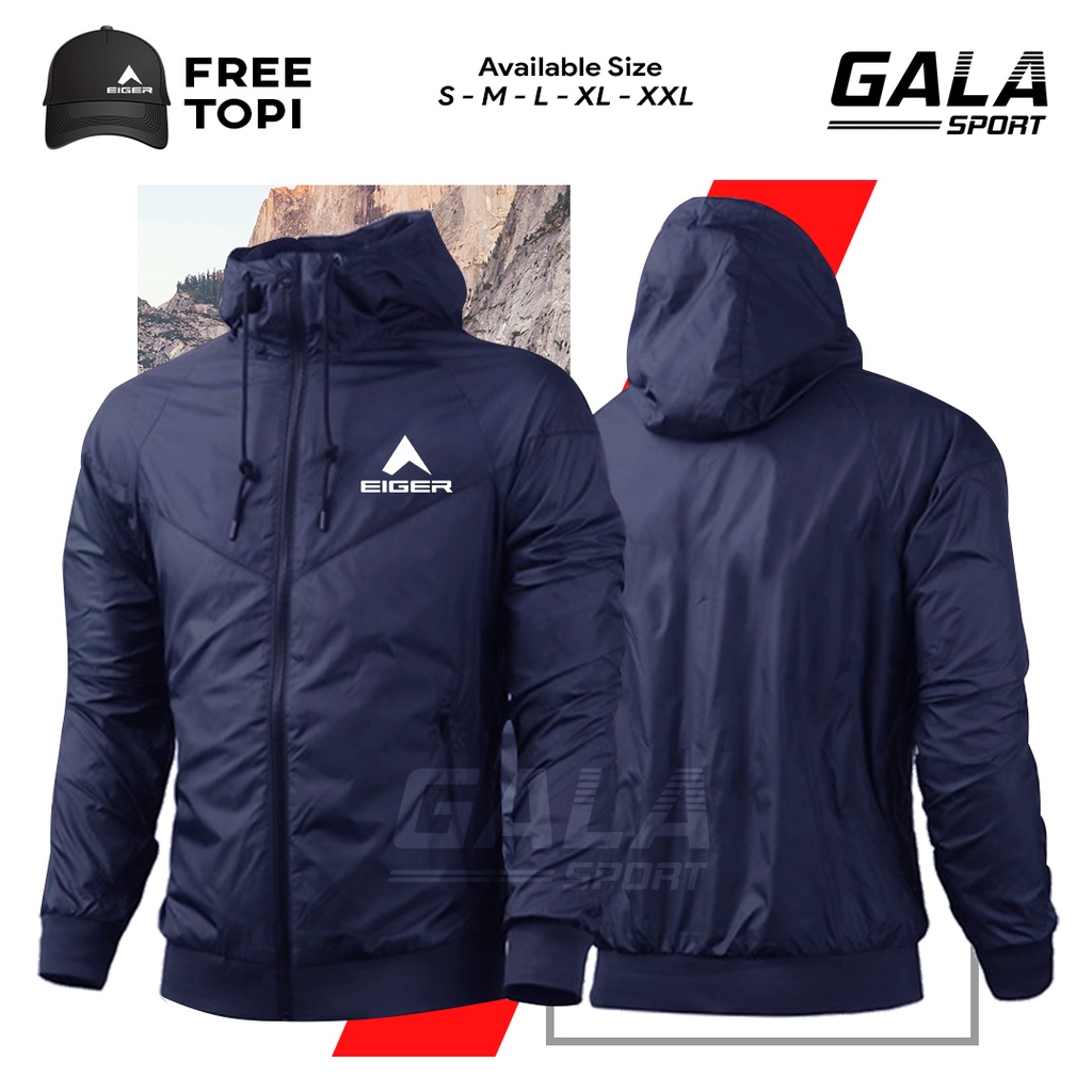 SRK982 EIGE R TROPICAL JAKET PARASUT WATERPROOF PRIA WANITA BONUS TOPI ||