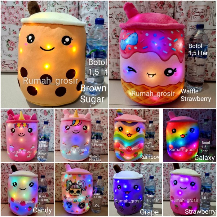 Jual Boneka Boba Bubble Brown Sugar Strawberry Ukuran Besar Led Lampu ...