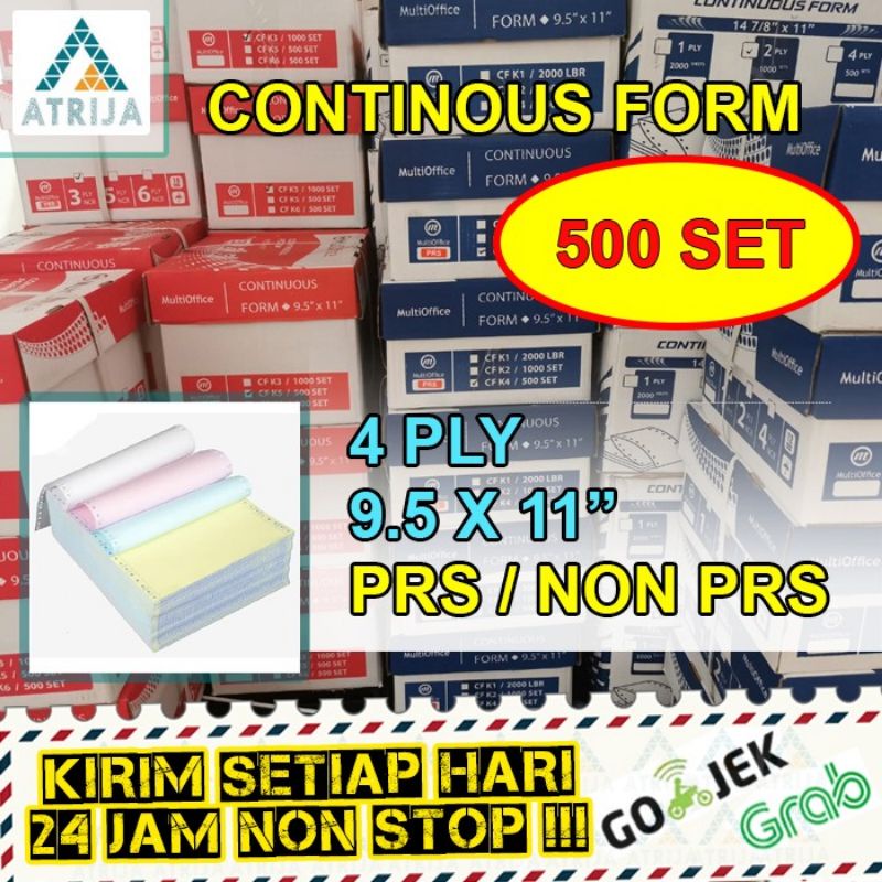 Jual Continuous Form 9.5 x 11 - 4 Ply. Kertas Komputer Kertas Rangkap 4 ...