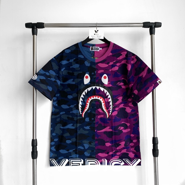 KAOS BAJU BAPE A BATHING APE SHARK DUAL BIRU UNGU CAMO TEE TSHIRT SUPER MIRROR 1 1 ORIGINAL