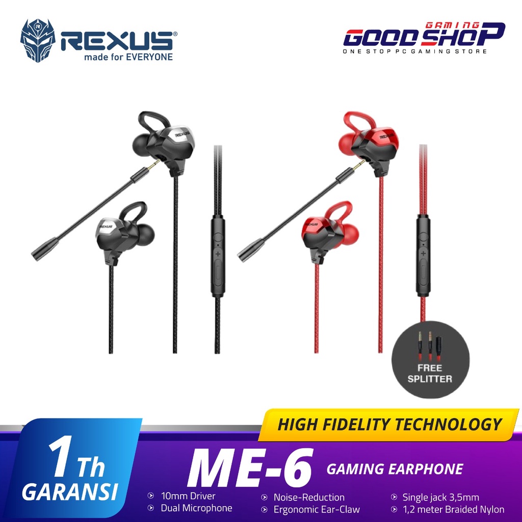 Jual REXUS ME6 Gamind Headset RED & Grey | Shopee Indonesia