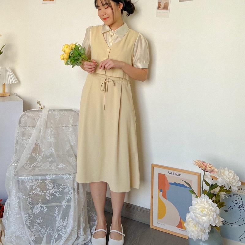 Jual KANON Sulhee Korean Dress Dress midi kantor / kuliah set korea