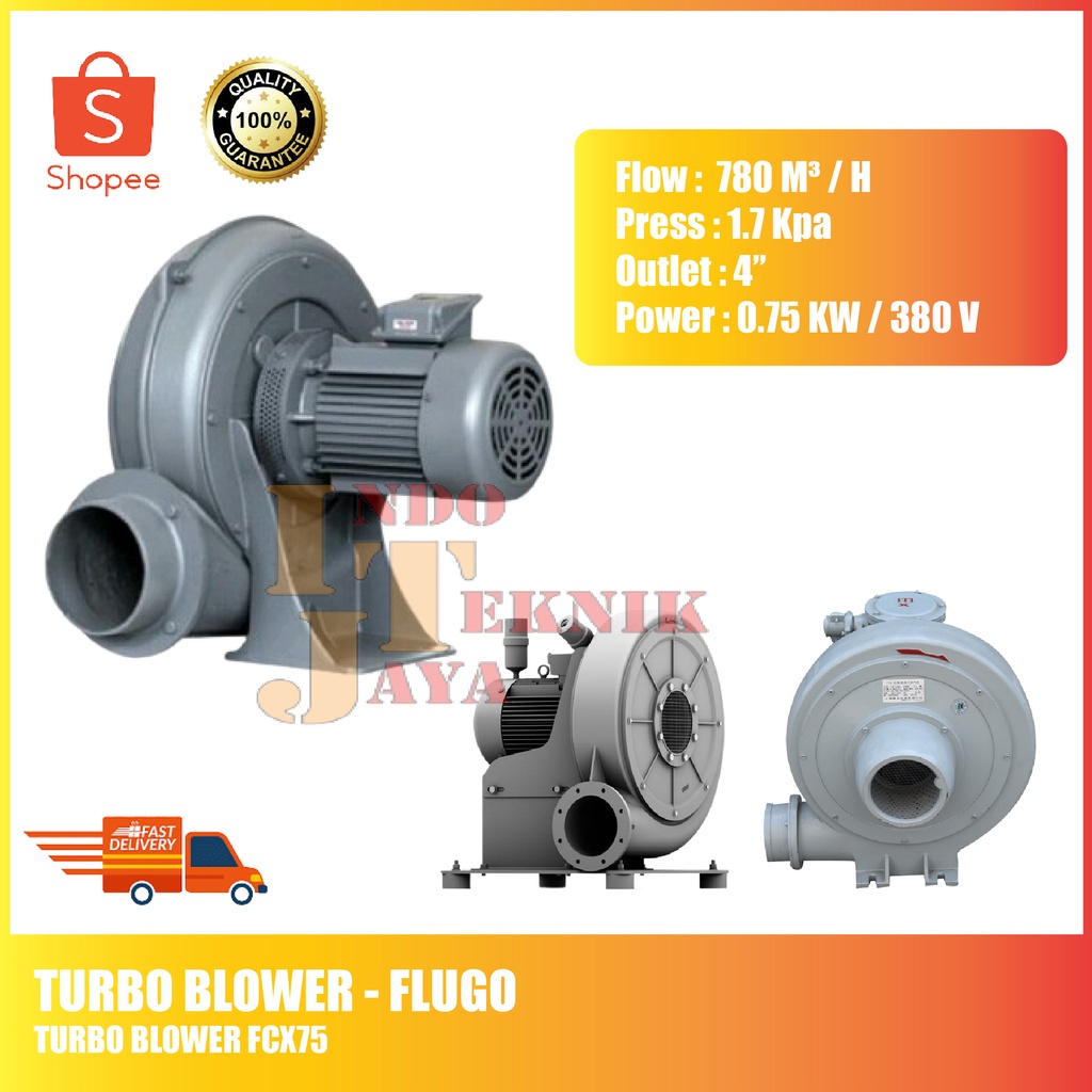 Jual FLUGO - TURBO BLOWER FCX75 / 0.75 Kw / 380V / 780 m3/hr / 1.7 Kpa ...