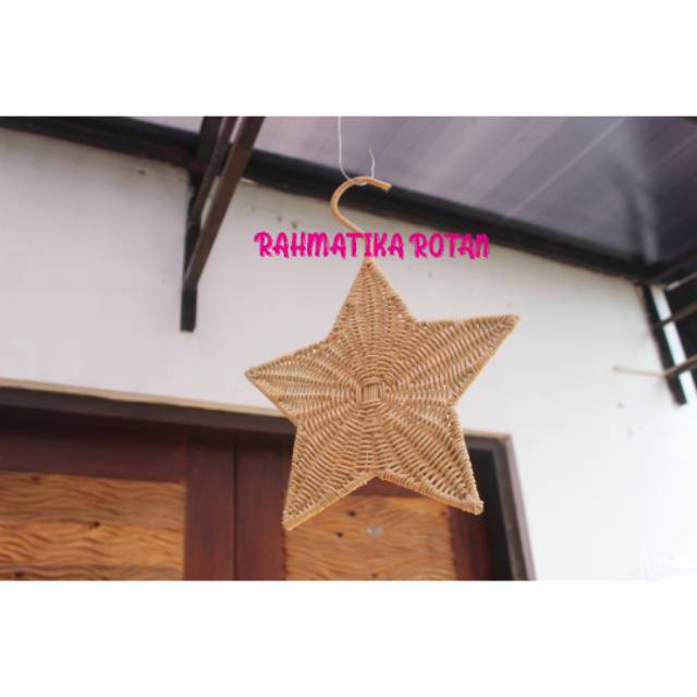 Jual Hiasan dinding rotan model bintang/hanger rotan bintang/walldeco ...