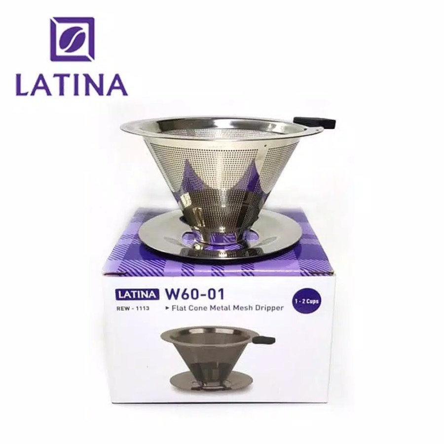 Jual Alat Kopi Latina Cono W6001 Metal Dripper V60 Flat Cone Stainless Mesh Rew 1113 Shopee 3482