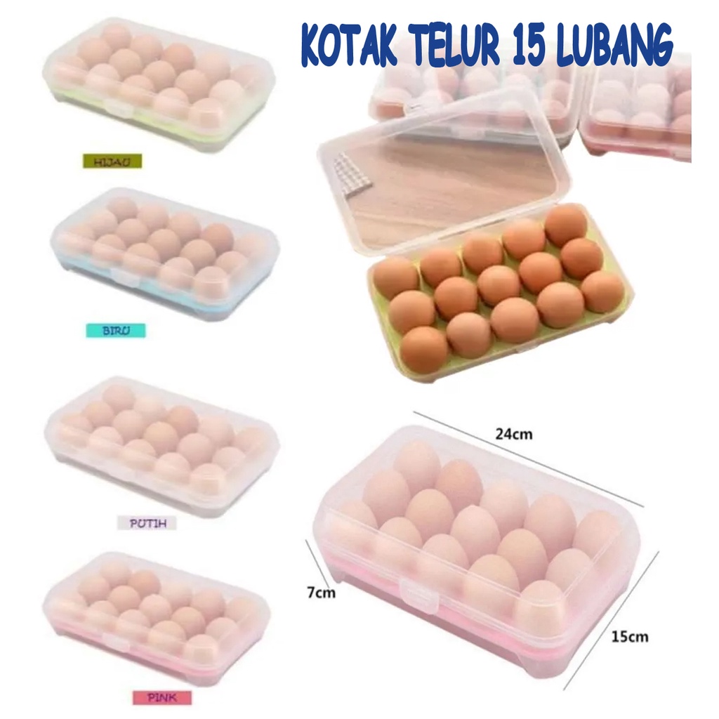 Jual Kotak Telur 15 Lubang Tempat Penyimpanan Telur 15 Sekat Lubang