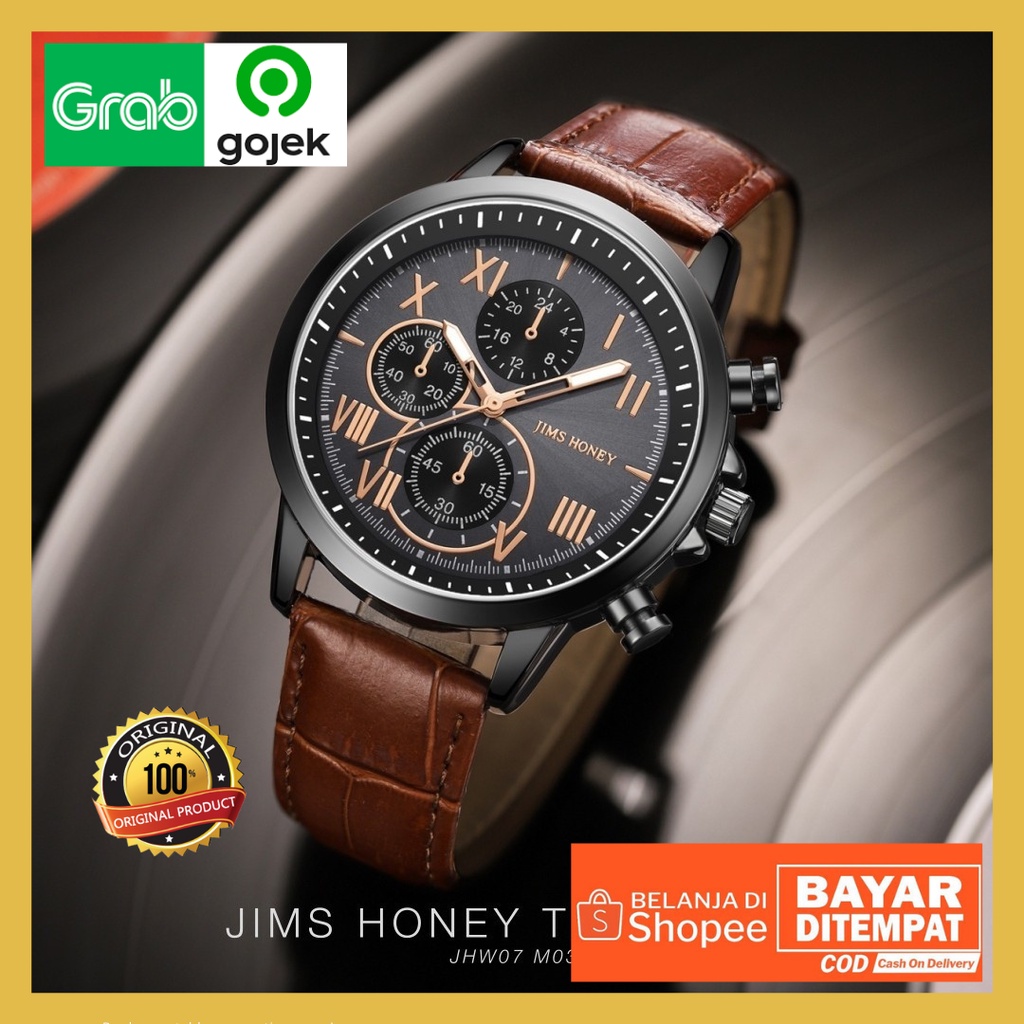 Jual JIMS HONEY JHW 07 JAM TANGAN PRIA ANALOG QUARTZ (FREE BOX