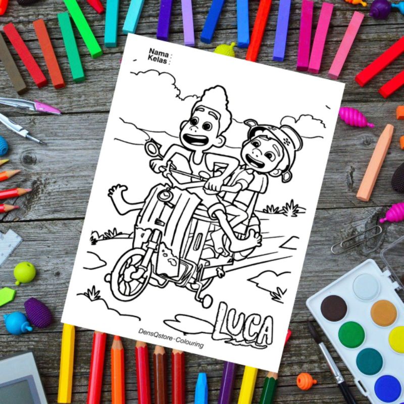 Jual Kertas Mewarnai Anak Tema Luca / Kertas Gambar (10 Lembar Gambar ...