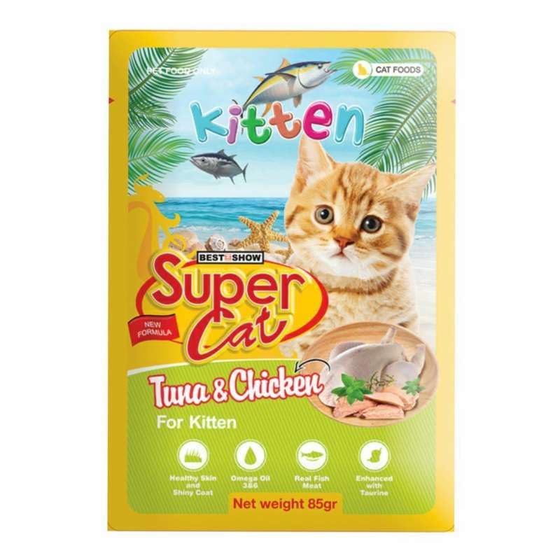 Jual SUPERCAT Pouch Kitten Tuna And Chicken Wet Food 85g Shopee Indonesia
