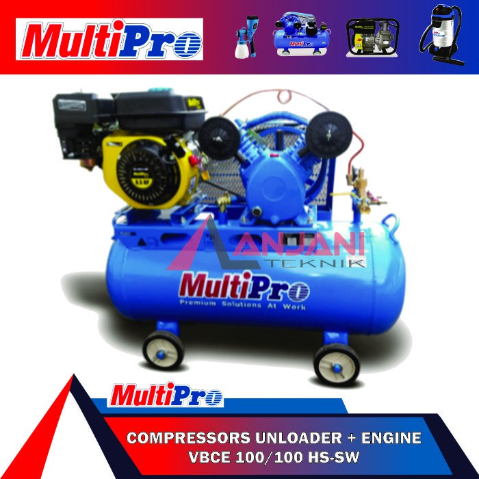 Jual MULTIPRO VBCE 100/100 HS-SW MESIN KOMPRESOR ANGIN BENSIN 1 HP ...