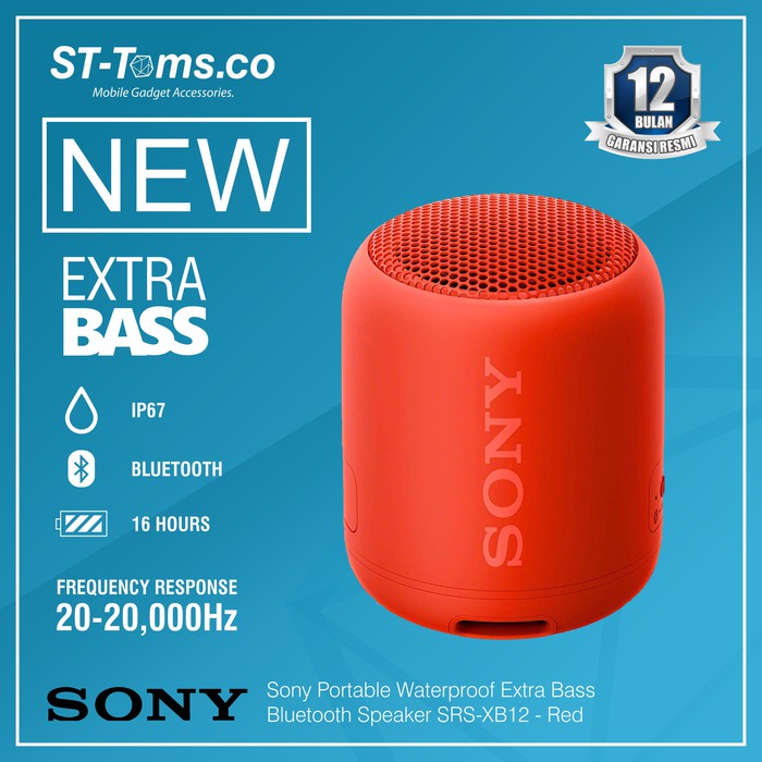 Jual Sony SRS- XB12 / XB 12 Extra Bass Portable Bluetooth Speaker - Red ...