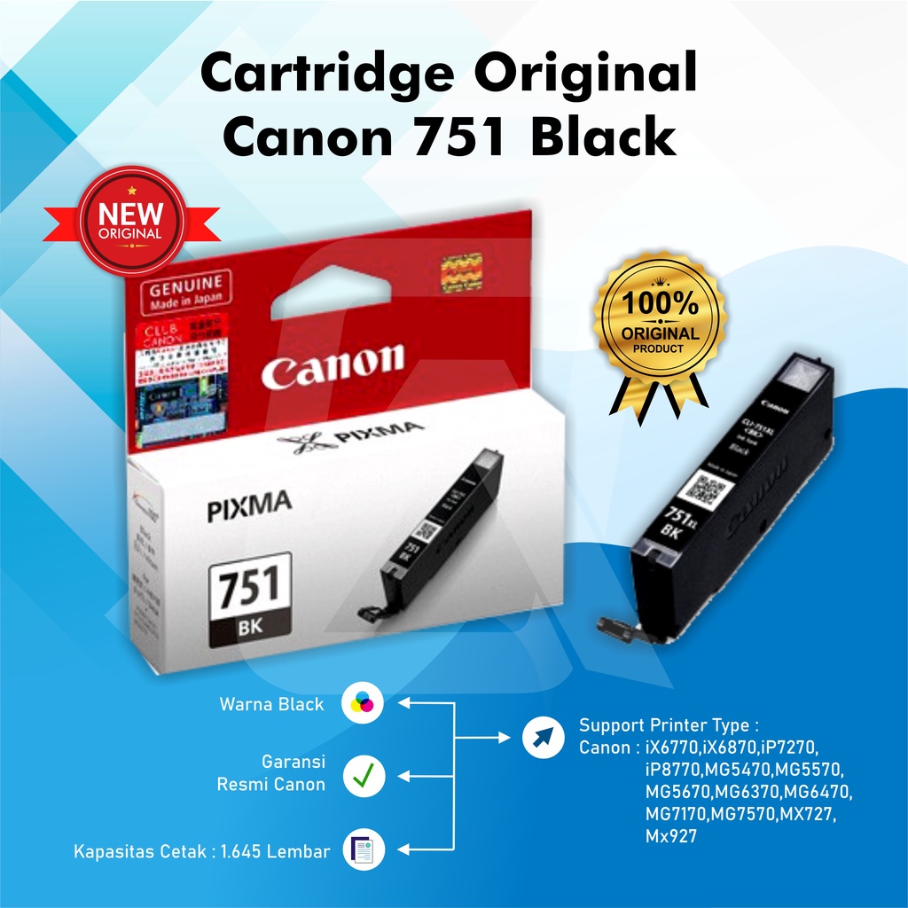 Jual Catridge Canon 750 Black 751 Black Colour Original | Shopee Indonesia