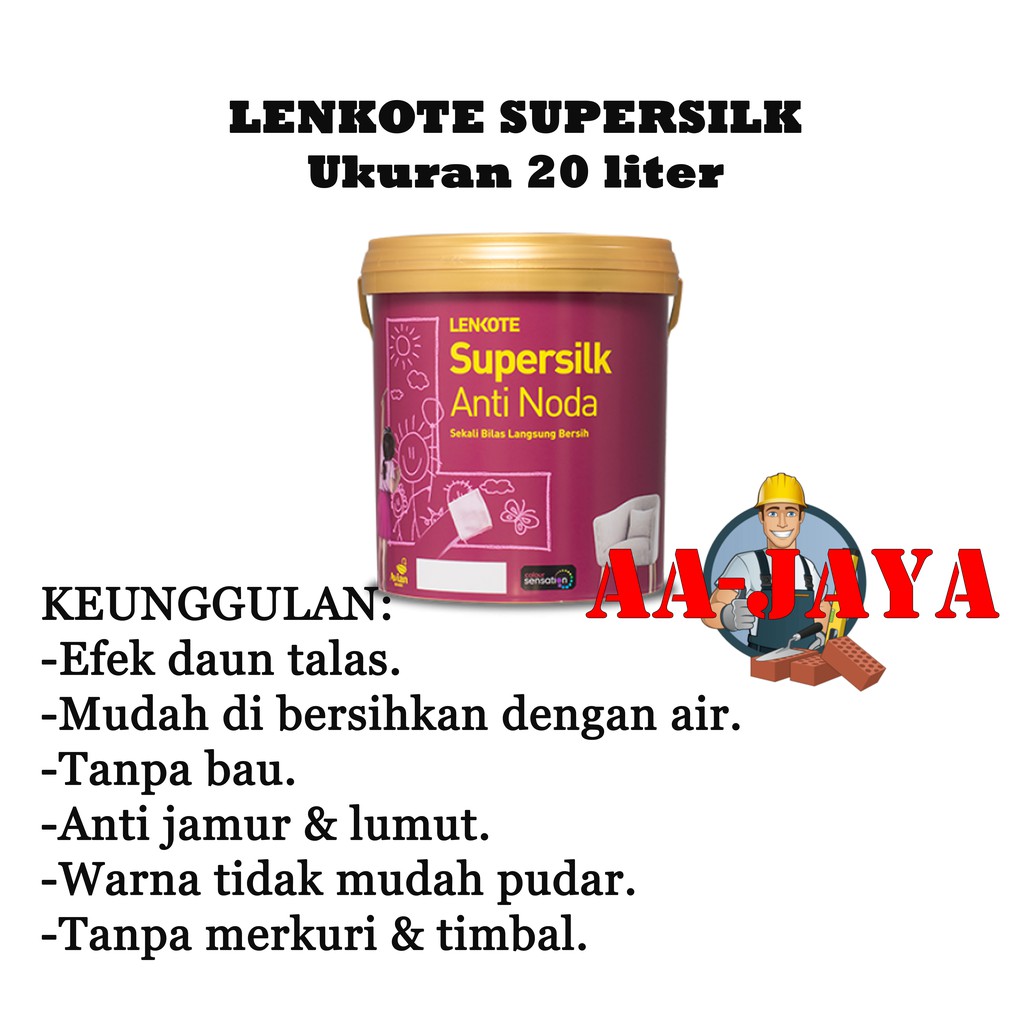 Jual Lenkote Supersilk Putih Anti Noda Cat Tembok Premium Ukuran 20 Liter Shopee Indonesia 9516