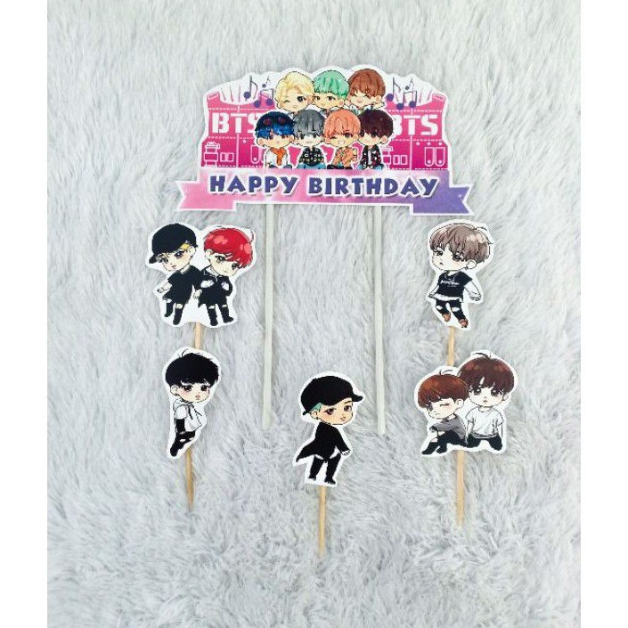 Jual Topper cake/ seri topper banner/hiasan kue BTS KARTUN | Shopee ...