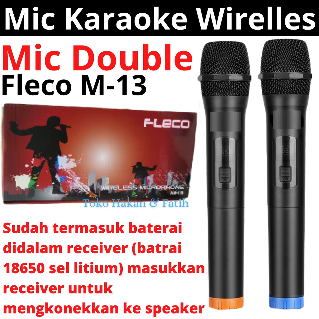 Jual Microphone Profesional Wireless Mic Double FLECO M13 Microphone Double Wireless FLECO
