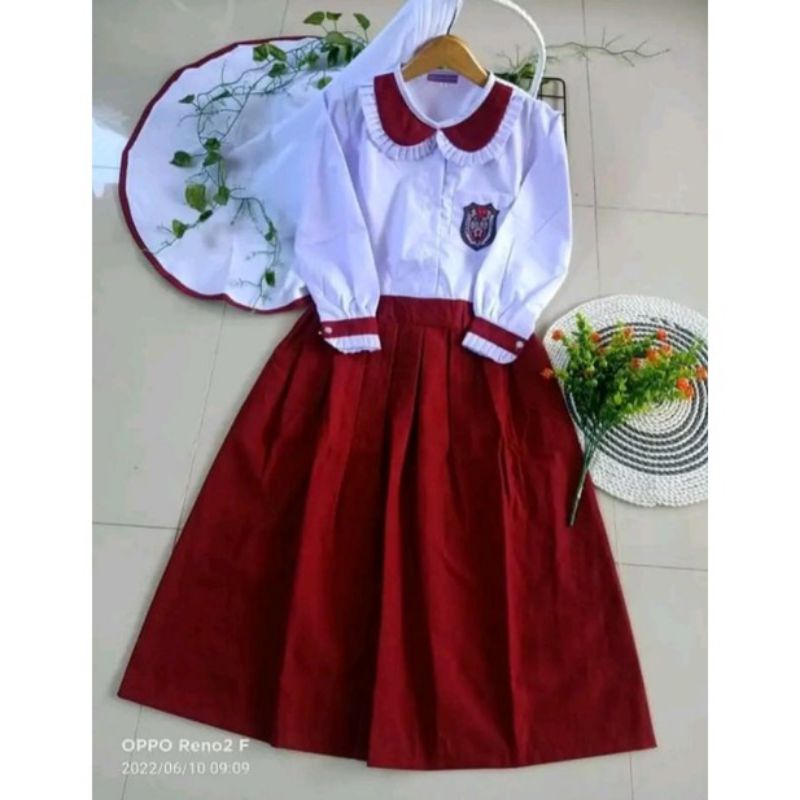 Jual Seragam Sekolah SD Anak Perempuan Model Gamis Merah Putih Pramuka ...